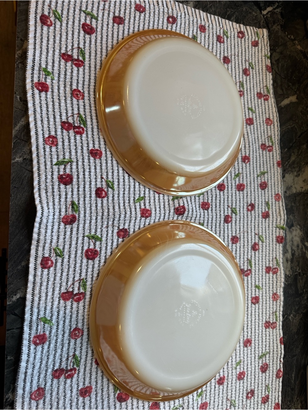 Anchor Hocking Fire King Peach Lustre Pie Plate Set